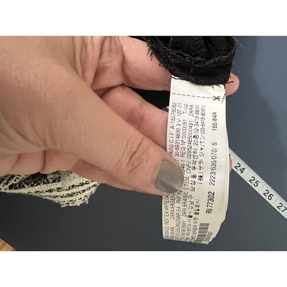 Zara Womens Black & White Striped Short-Sleeve Dress Small Tweed - Picture 11 of 13